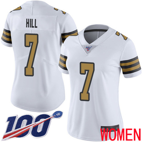 New Orleans Saints Limited White Women Taysom Hill Jersey NFL Football #7 100th Season Rush Vapor Untouchable Jersey->women nfl jersey->Women Jersey